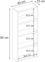 Ραφιέρα τοίχου Rafina χρώμα καρυδί Ud 40x15x90εκ.