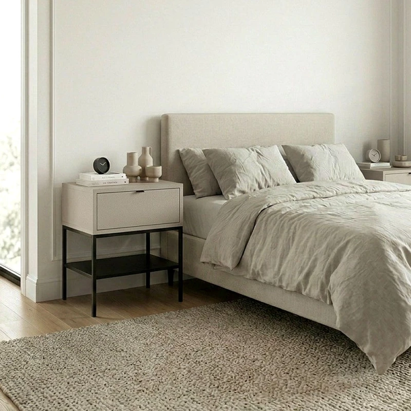 Κομοδίνο Melis χρώμα sandstone 45x35x56,4εκ.