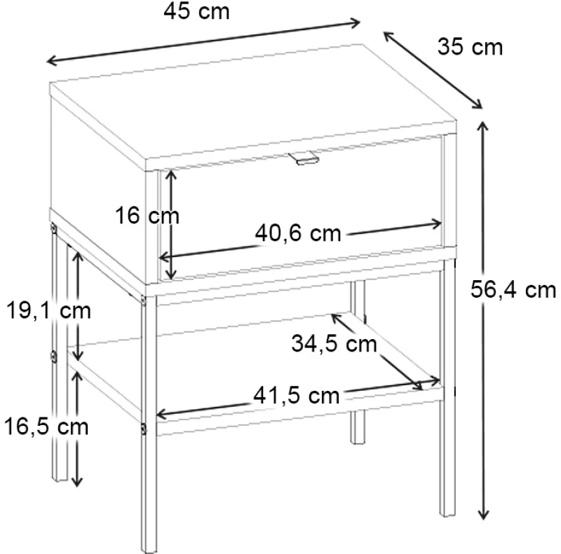 Κομοδίνο Melis χρώμα sandstone 45x35x56,4εκ.