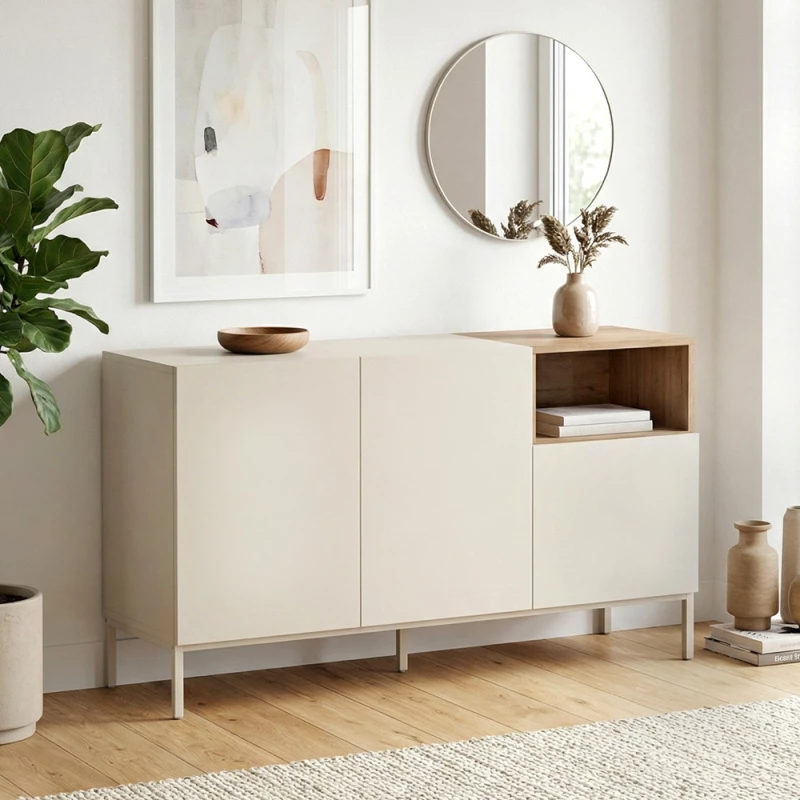 Μπουφές Cailin χρώμα sandstone - sepet oak 140x41,8x80εκ.