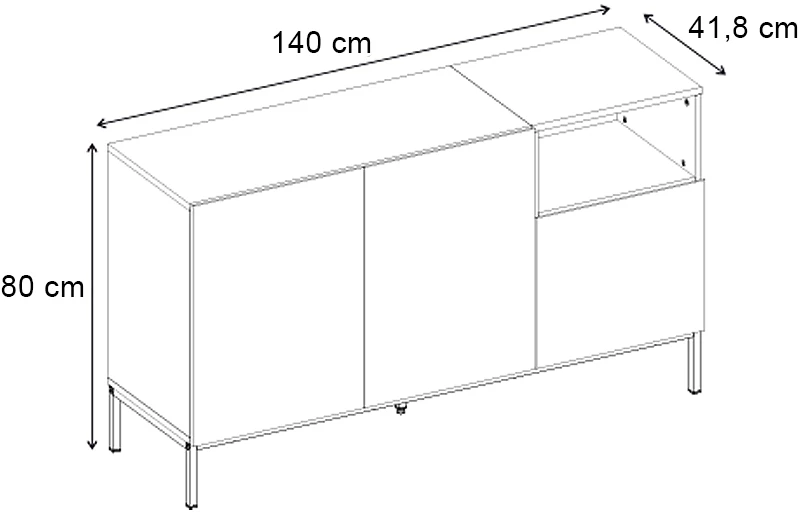 Μπουφές Cailin χρώμα sandstone - sepet oak 140x41,8x80εκ.