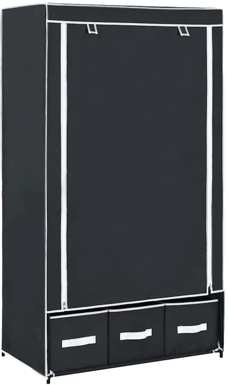 vidaXL Ντουλάπα Μαύρη 87x49x159 εκ. από Ύφασμα