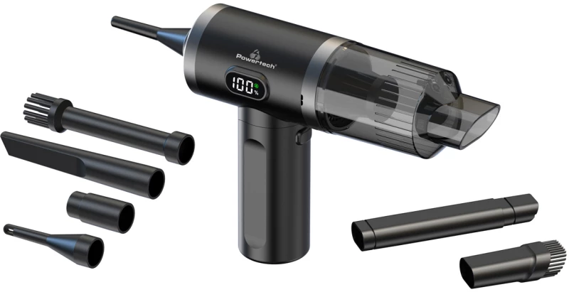 POWERTECH 2 σε 1 σκουπάκι χειρός & air duster PT-1576, 50W, 3600mAh, μαύρο
