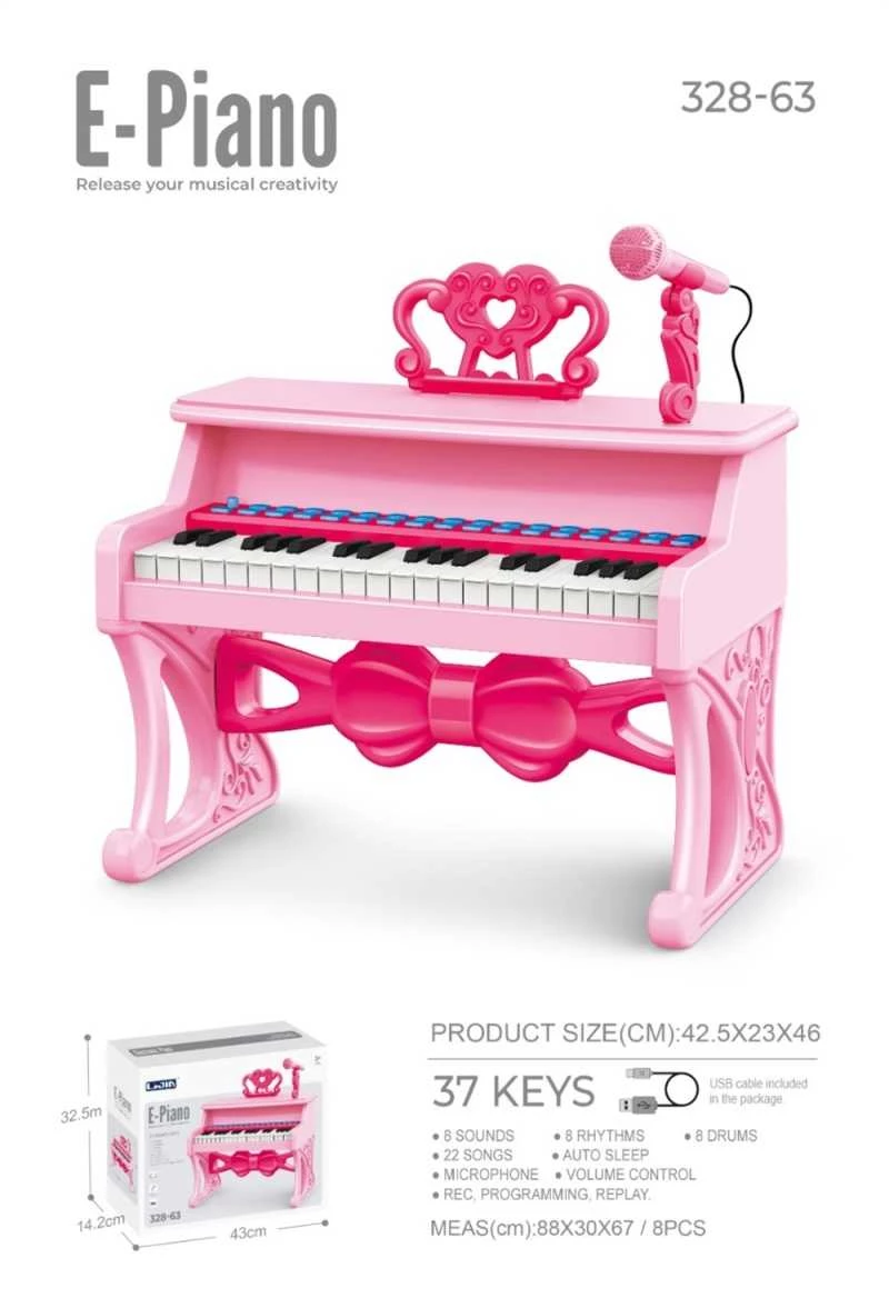 Παιδικό πιάνο mini με μικρόφωνο - 328-6337 - 233101 - Pink