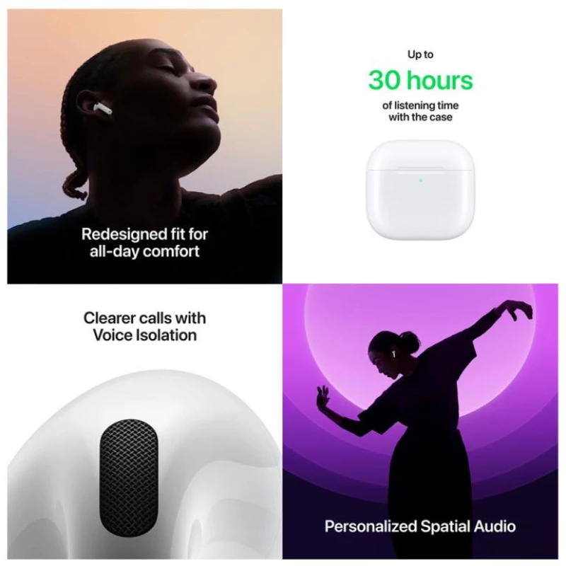 Ακουστικό Bluetooth Apple MXP63 AirPods 4 Λευκό