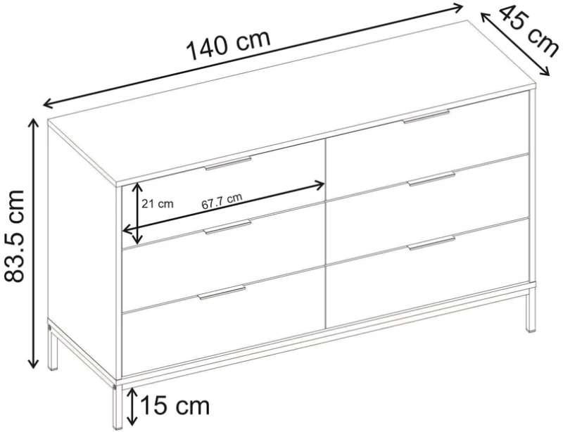 Συρταριέρα Mars Megapap χρώμα καρυδί Ud 140x45x83,5εκ.