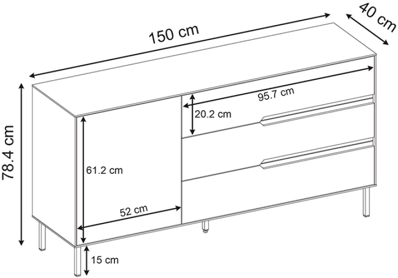 Μπουφές Arch Megapap χρώμα sandstone 150x40x78,4εκ.