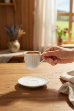 Stewehome Σετ πορσελάνινων φλιτζανιών καφέ για 6 άτομα Λευκό