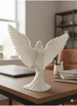 Stewehome Σετ 2 διακοσμητικών αγγέλων με 3D εκτύπωση Λευκό 20x19x19 cm