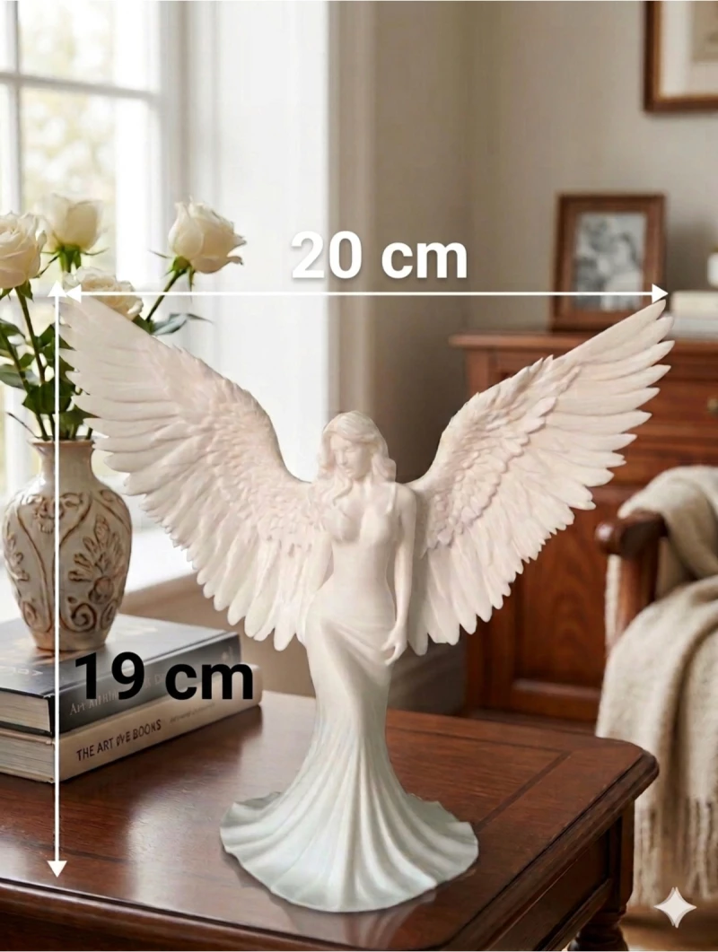 Stewehome Σετ 2 διακοσμητικών αγγέλων με 3D εκτύπωση Λευκό 20x19x19 cm