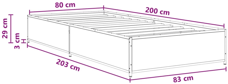 vidaXL Σκελετός Κρεβατιού Sonoma Δρυς 80 x 200 cm Επεξεργασμένο Ξύλο