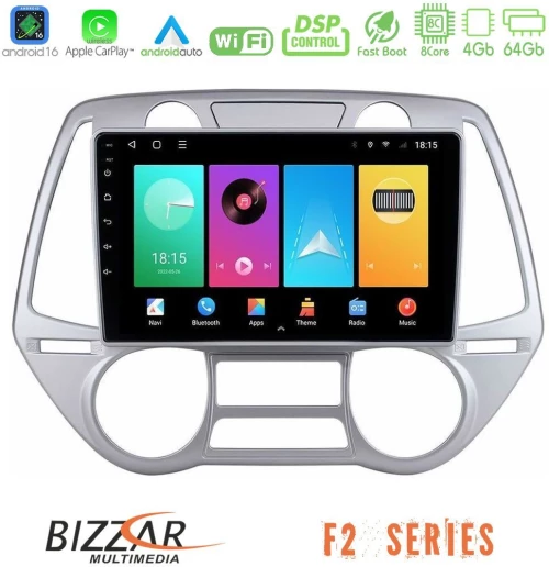 Bizzar F2 Series 8Core Android16 4+64GB  Hyundai i20 2009-2012 Auto A/C Navigation Multimedia Tablet 9"