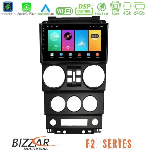 Bizzar F2 Series 8Core Android16 4+64GB  Jeep Wrangler 2008-2010 Navigation Multimedia Tablet 9"