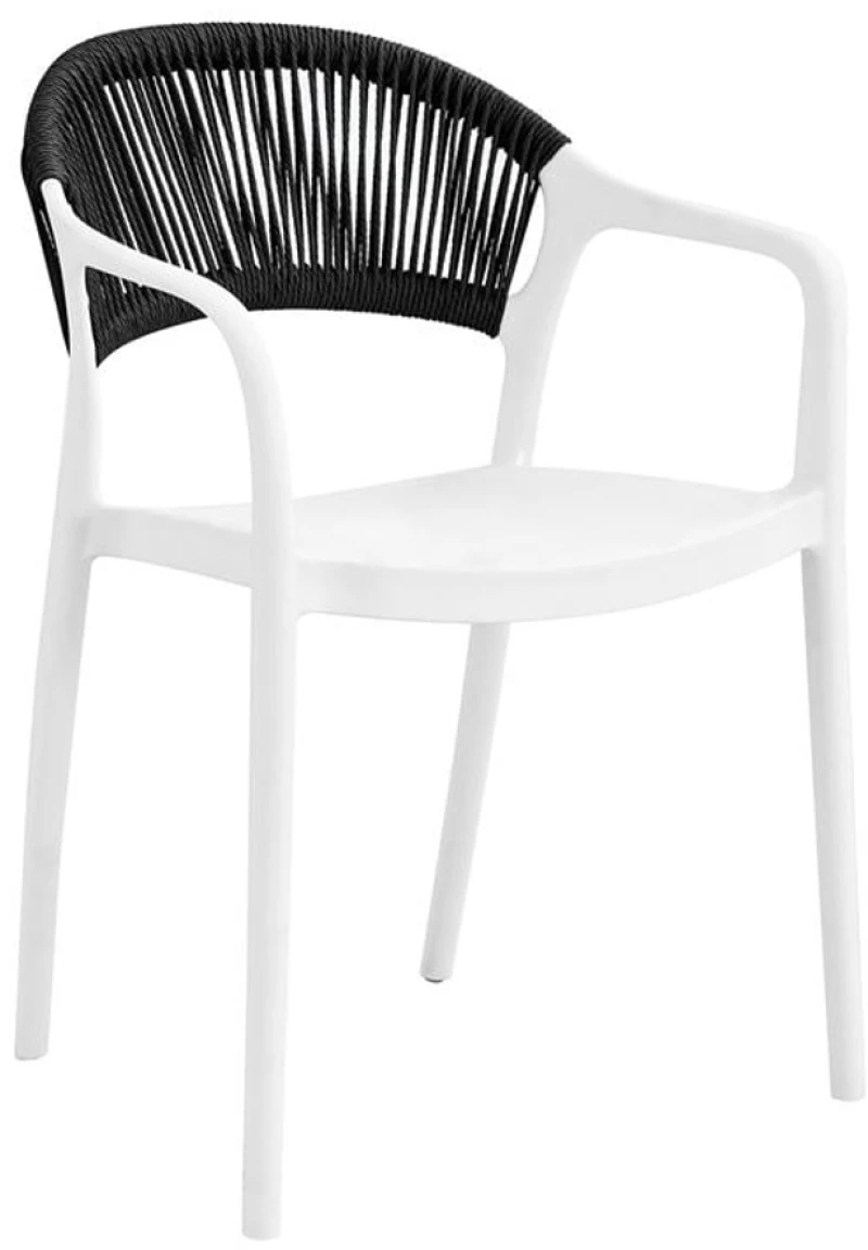 540176 DONNA ΠΟΛΥΘΡΟΝΑ-PRO ΣΤΟΙΒΑΖΟΜΕΝΗ, PP-UV ΑΣΠΡΟ, ROPE WICKER ΜΑΥΡΟ 57X55X79CM