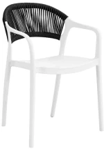540176 DONNA ΠΟΛΥΘΡΟΝΑ-PRO ΣΤΟΙΒΑΖΟΜΕΝΗ, PP-UV ΑΣΠΡΟ, ROPE WICKER ΜΑΥΡΟ 57X55X79CM