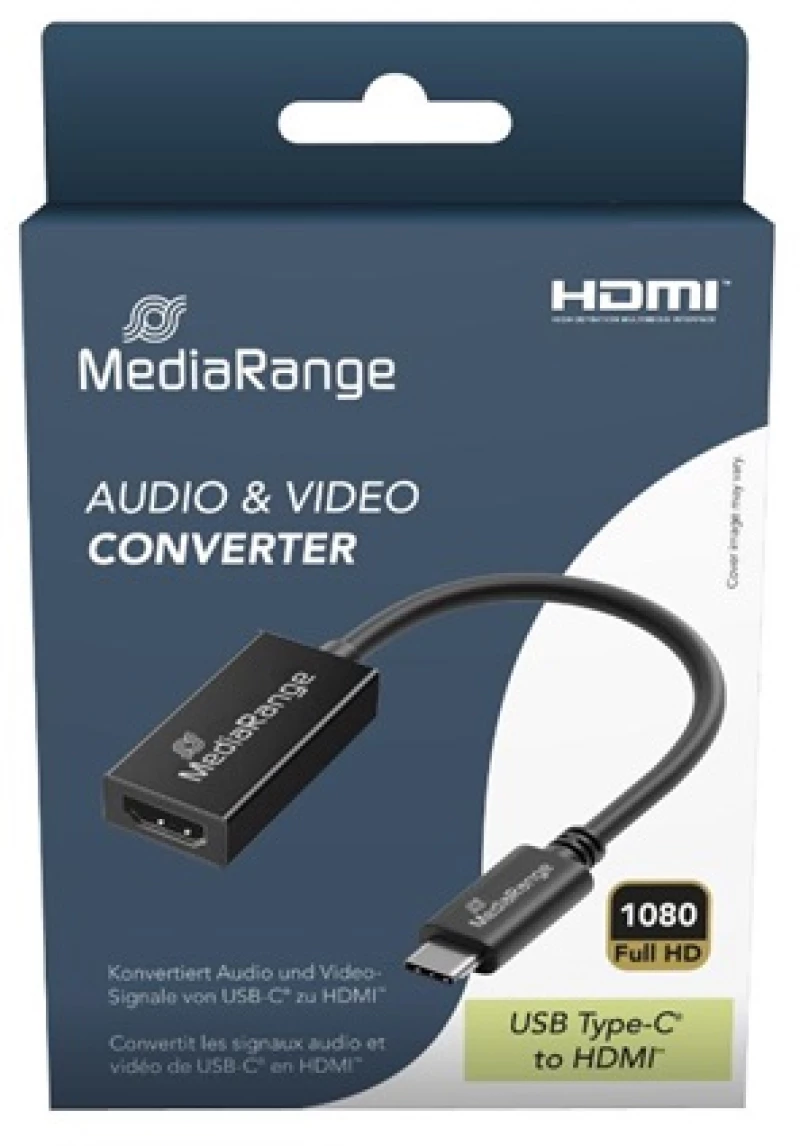 MediaRange USB-C to HDMI Audio and Video Converter, 20cm, Black (MRCS234)