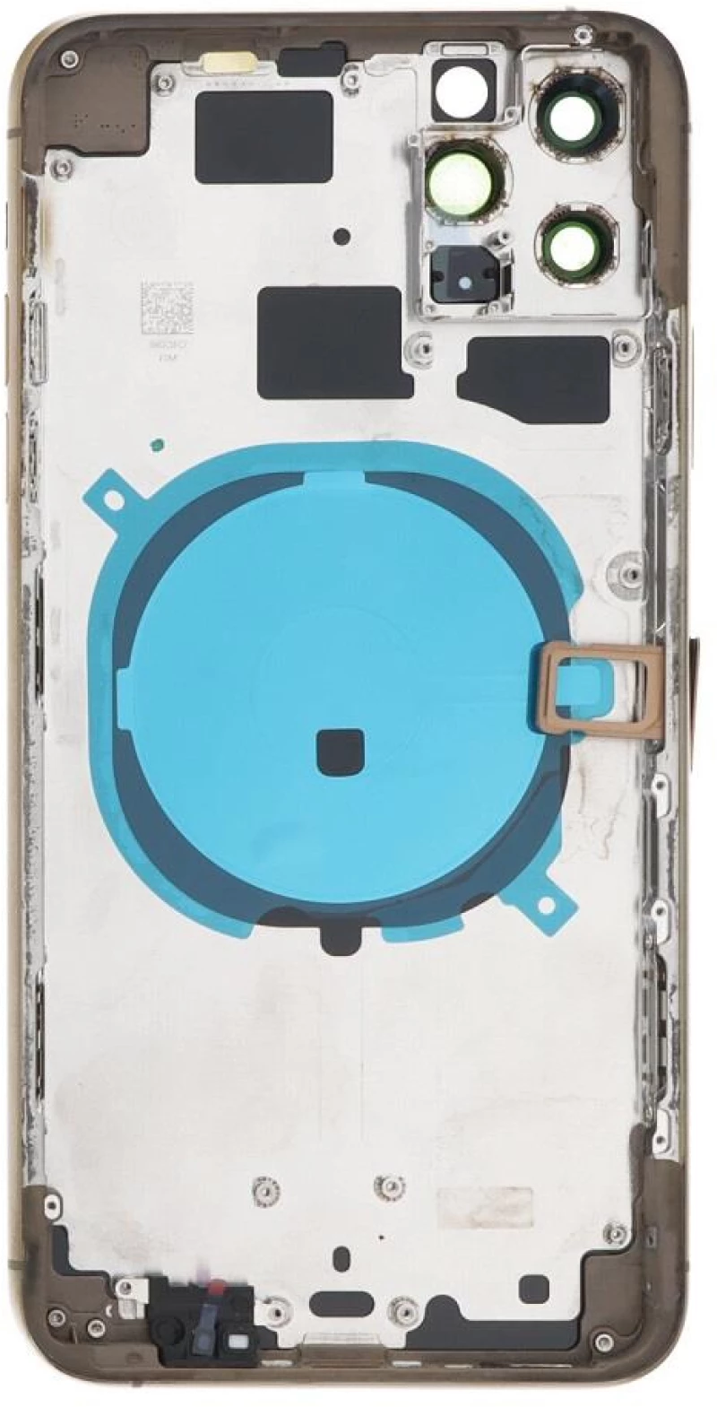 Apple iPhone 11 Pro Max - Back battery door cover middle frame housing with small parts Gold OEM with Logo