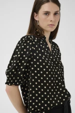 Μαύρη πουά κοντομάνικη μπλούζα Zeema InWear - Μαύρο