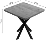 Τραπέζι Prestone  oak μελαμίνης-μαύρο μέταλλο 70x70x75εκ