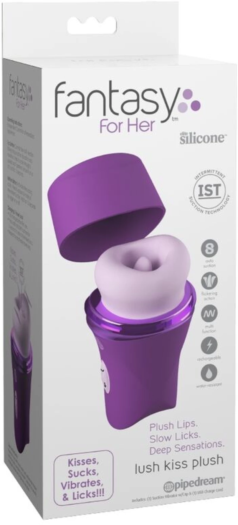 FANTASY FOR HER - LUSH KISS PLUSH PURPLE SUCTION & LICKING CLITORAL STIMULATOR