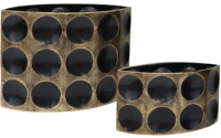 Βάζα (Σετ 2Τμχ) 15-90019 33,7x17,1x24,1/26,7x13,3x15,9cm Black-Gold Marhome Μέταλλο