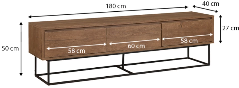 Έπιπλο τηλεόρασης Amedeo Megapap χρώμα καρυδί 180x40x50εκ.