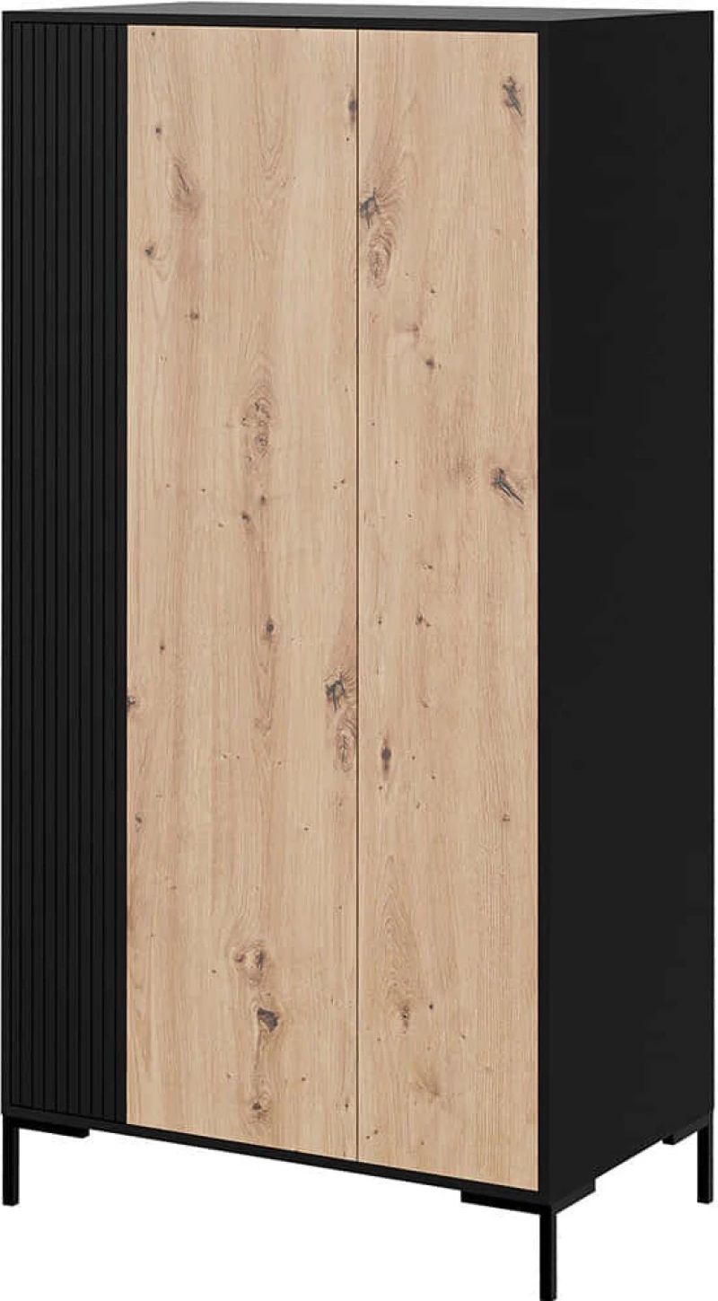 Ντουλάπα Δίφυλλη Merci 162805069 90x55x184cm Natural-Black Δίφυλλη