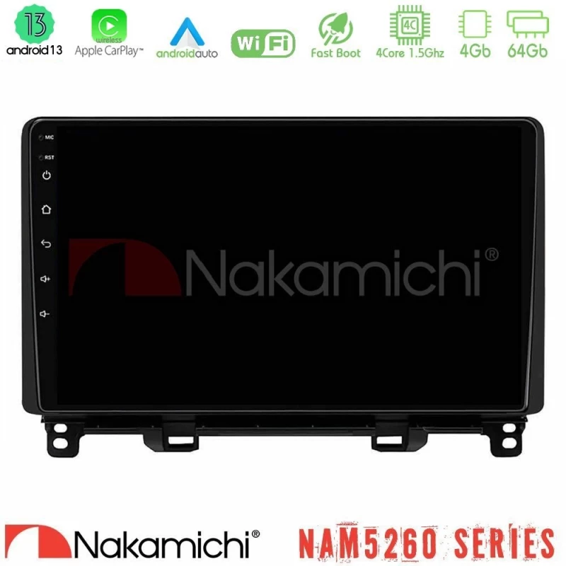 Nakamichi NAM5260 Series 4Core Android13 4+64GB Honda Jazz 2021-2025 Navigation Multimedia Tablet 9" Με Carplay & Android Auto