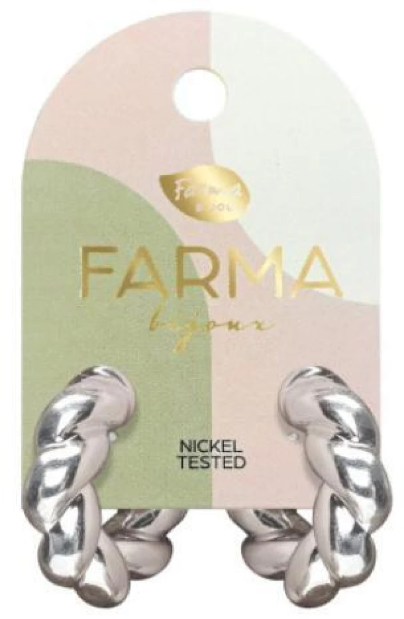ORION Farma Bijoux Σκουλαρίκι Πλεξούδα Ασημί Κρίκος