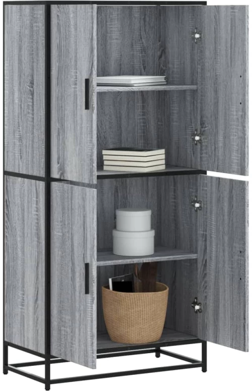 vidaXL Highboard Γκρι Sonoma 68x35x139 cm Ξύλινο μηχανουργικό ξύλο