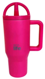 Ecolife Handled Tumbler Θερμός Ανοξείδωτο 900ml Neon Magenta
