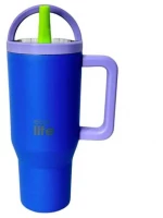 Ecolife Handled Tumbler Θερμός Ανοξείδωτο 900ml BLue Purple