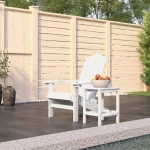 vidaXL Καρέκλα Κήπου Adirondack Λευκή από HDPE με Τραπεζάκι