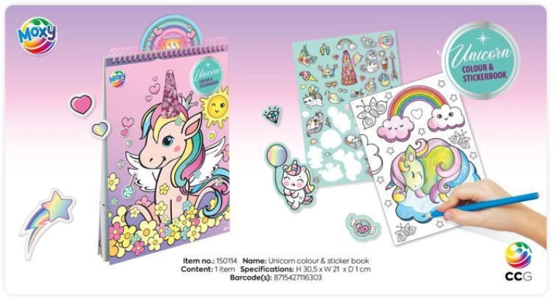 ΒΙΒΛΙΟ ΖΩΓΡΑΦΙΚΗΣ ΜΕ ΜΕ STICKERS UNICORN- 002.150114