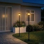 Σετ Στύλων Λαμπτήρα with LED Bulb 2 τμχ. Μαύρο 16 x 16 x 156 εκ |42042691
