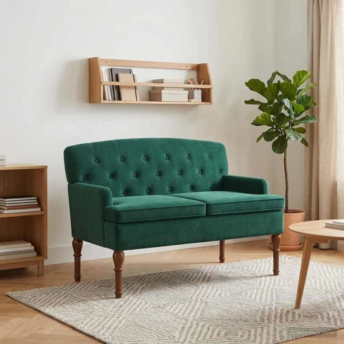 Love seat με κουμπιά Σκούρο Πράσινο 111 x 65 x 79 εκ Βελούδο |42041845