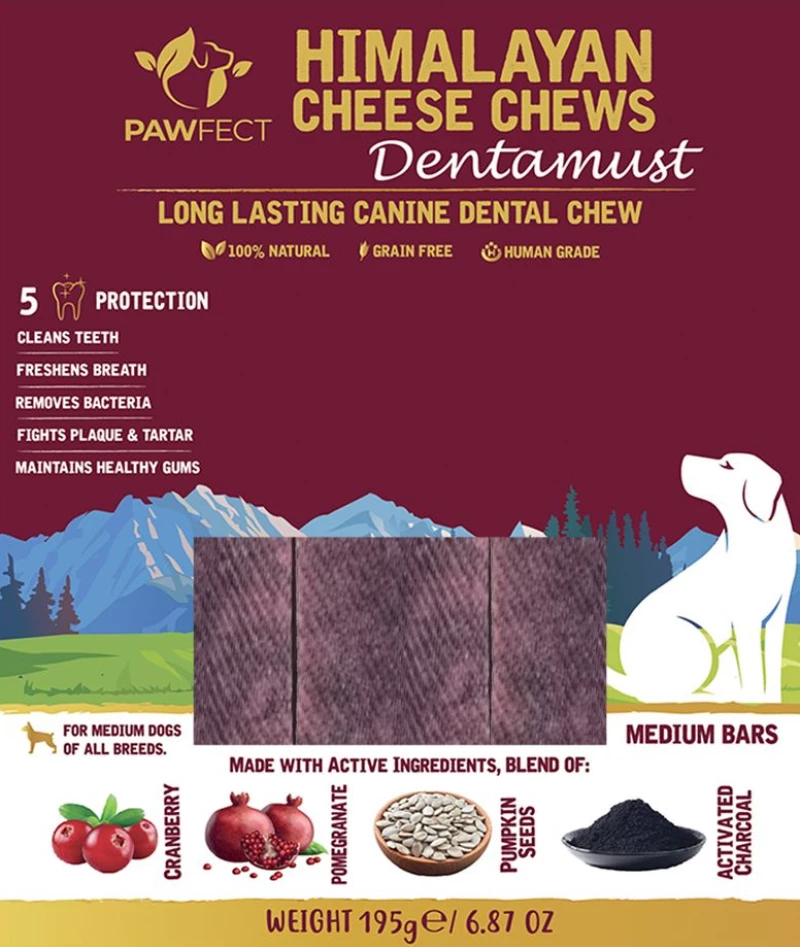 Λιχουδιά Σκύλου Pawfect Himalayan Chew Bar - Dentamust με Κράνμπερι 3 x 65gr