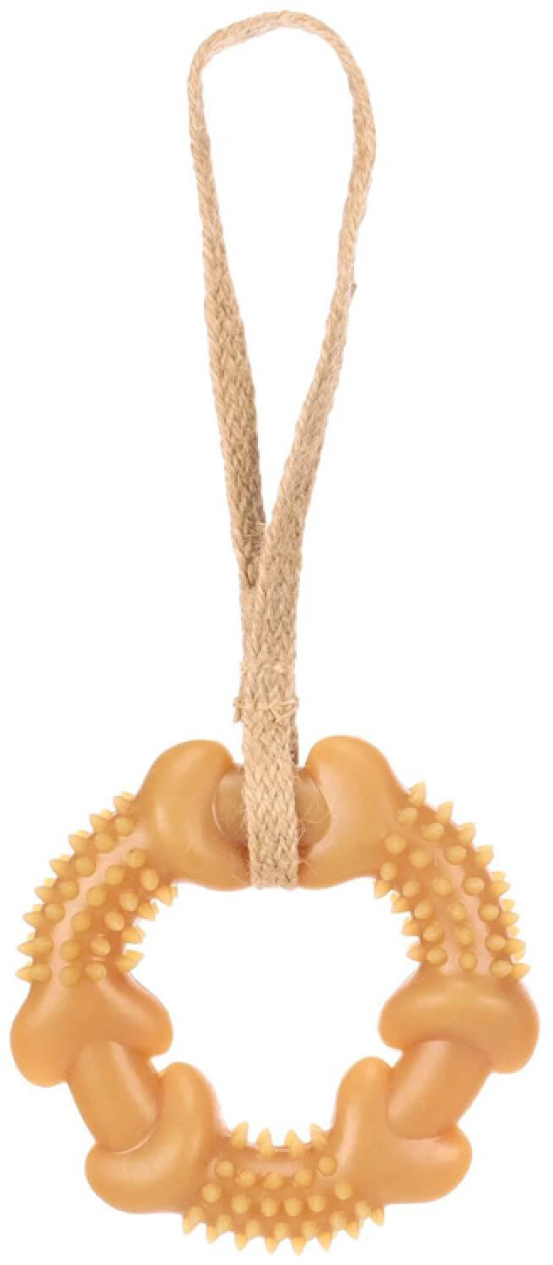 Παιχνίδι Σκύλου Flamingo Guma Rubber Ring with Rope 25,5x11,8x2,8cm Καφέ