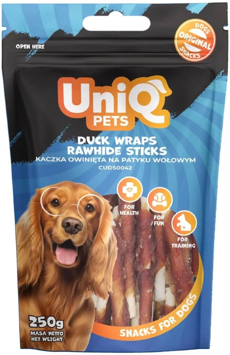 Λιχουδιές Σκύλου Uniq Pets Sticks Τυλιγμένα με Πάπια 250gr