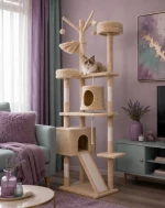 Γατόδεντρο - Ονυχοδρόμιο The Purrlock Holmes Cat Tree 60x40x190cm Μπεζ