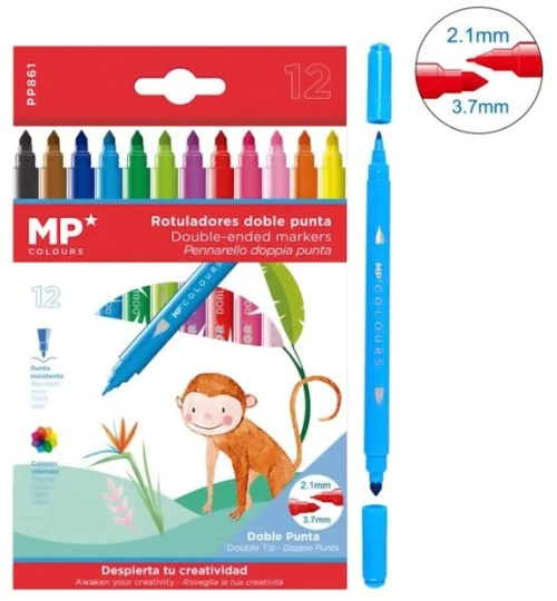 Madrid Papel Double Ended Markers PP861 12 Χρώματα