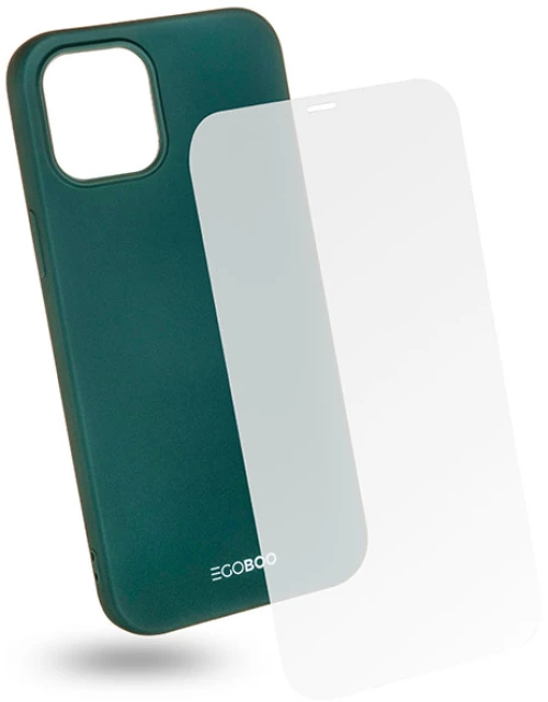 EGOBOO Tempered Glass Case Rubber TPU Ruby Green (iPhone 12/12 pro)